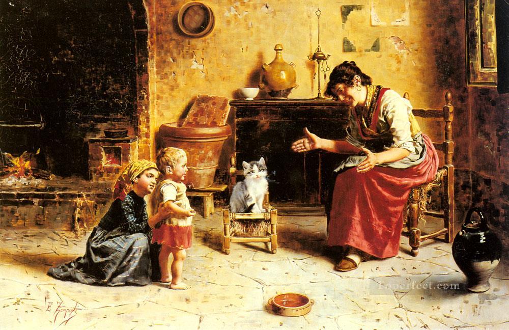 A Childs First Step country Eugenio Zampighi Oil Paintings